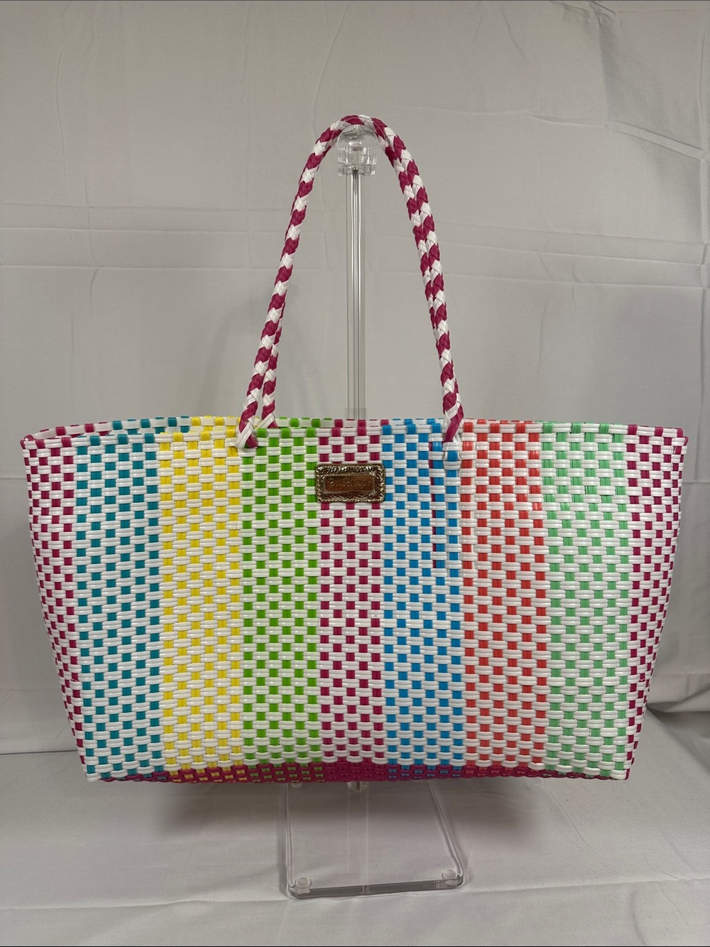 Lilly Pulitzer Summer Beach Woven Tote Bag.